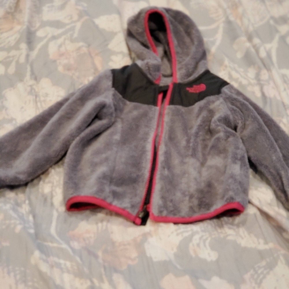 The North Face Grey and Pink hooted fleece
